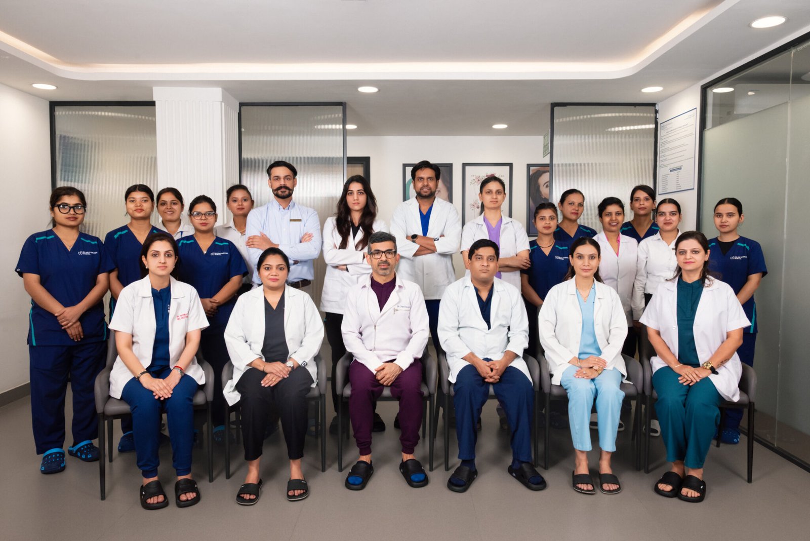 The full team of doctors and clinical staff at Dr. Om Parkash Dental